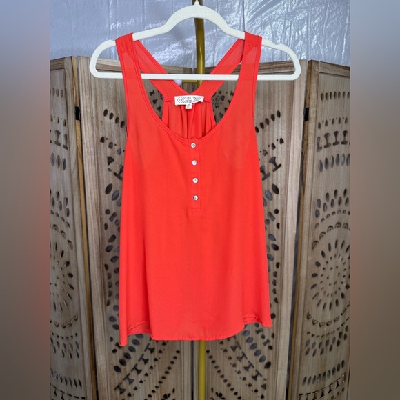 Pink Rose Orange Red Sleeveless Tank Top - Picture 1 of 5